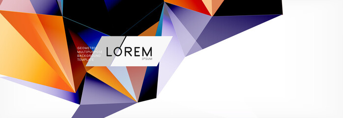 3d card on light backdrop. Abstract triangle pattern. Futuristic geometric background.