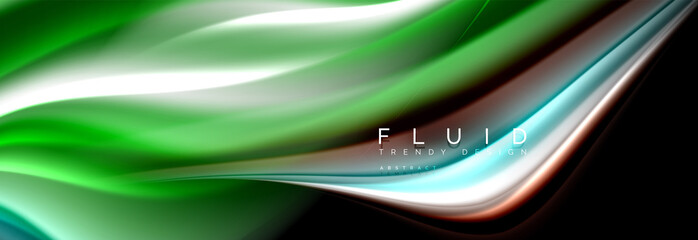 Abstract wave line water 3d background. Wave liquid shape. Splash ink paint mixing on black