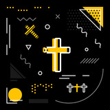 Modern background with Christianity Cross icons