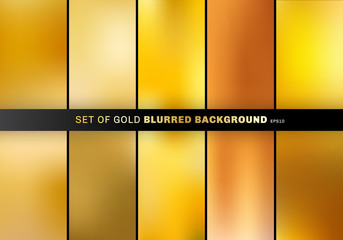 Set of gold blurred background luxury style. collection many beautiful golden color.