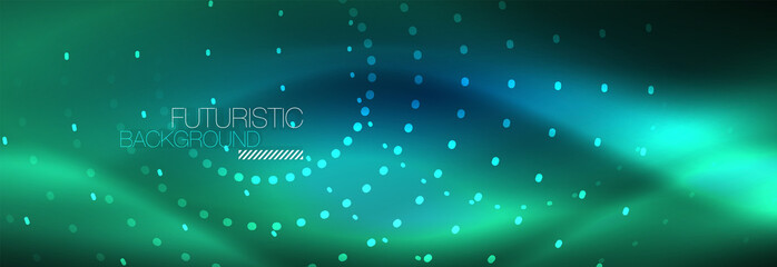 Obraz premium Glowing neon circle line dots, round line design, abstract style on black background. Neon abstract round circles Magic neon lights and glowing dots