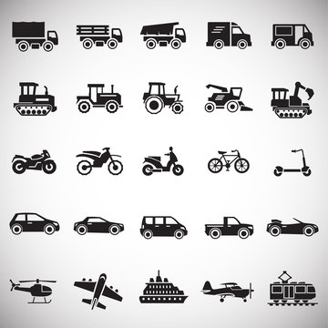 Transportation icons set on white background for graphic and web design, Modern simple vector sign. Internet concept. Trendy symbol for website design web button or mobile app