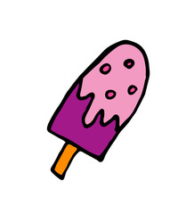 Ice cream on stick vector doodle hand drawn cartoon illustration