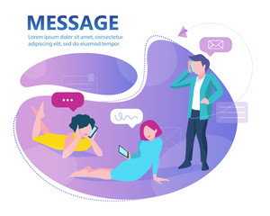 Vector illustration, flat style, businessmen discuss social network, news, social networks, chat, dialogue speech bubbles