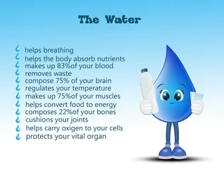 Poster illustration of benefits of drinking water © adrenalinapura