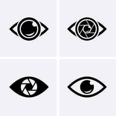 Camera Shutter, Lenses and Photo Camera Icons set.