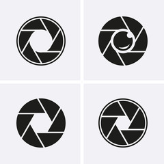 Camera Shutter, Lenses and Photo Camera Icons set.