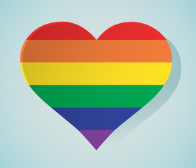 LGBT heart shaped rainbow icon isolated