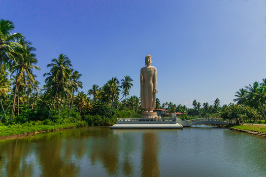 Tsunami Memorial. White Buddha in Hikkaduwa, Sri Lanka.