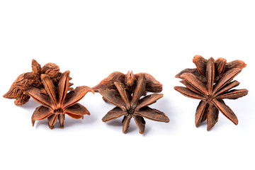 Fruits of Star anise on a white background