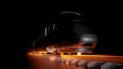 Abstract composition of night high-speed train