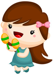 a girl playing with her maracas