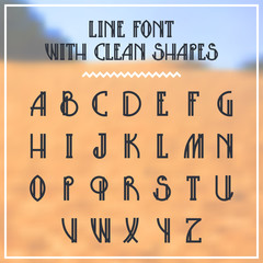 Lined hipster styled trendy font with minimalistic bold shapes