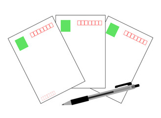 ハガキとボールペン