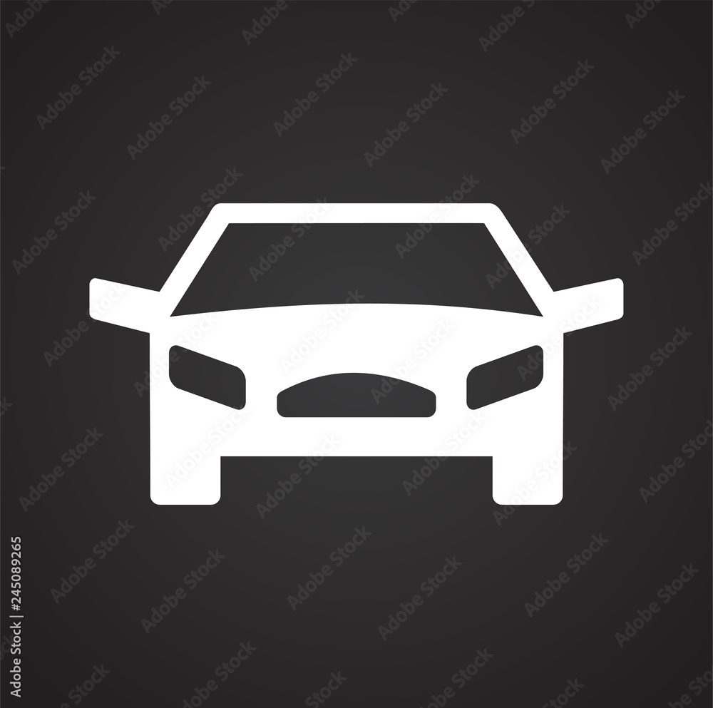 Poster automobile icon on black background for graphic and web design, modern simple vector sign. internet 