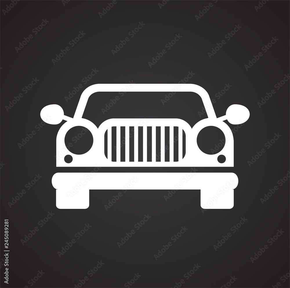 Poster automobile icon on black background for graphic and web design, modern simple vector sign. internet 