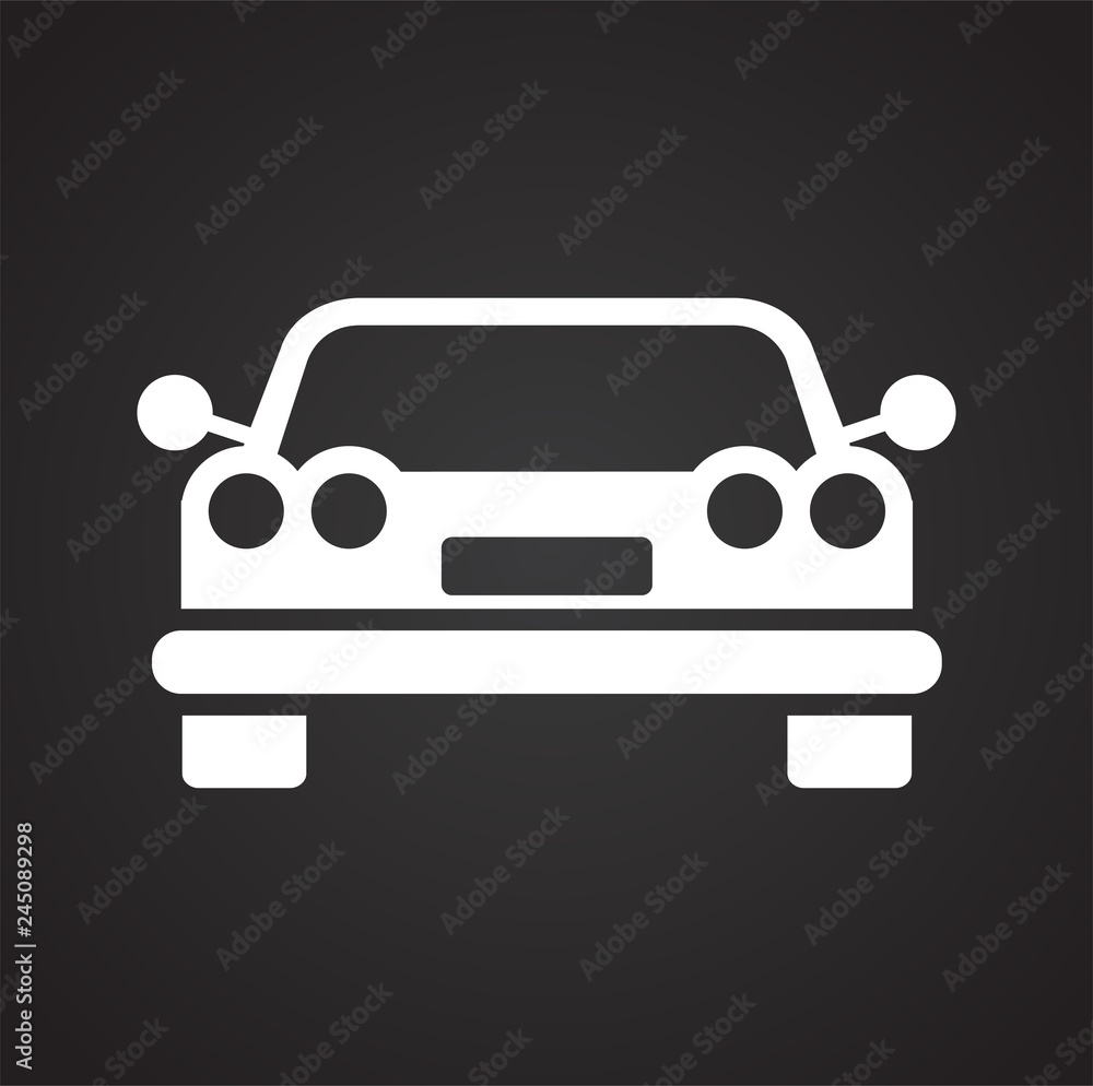 Poster automobile icon on black background for graphic and web design, modern simple vector sign. internet 