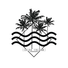Palm tree, summer graphic with text for t-shirt graphic and other uses in vector - 245089234