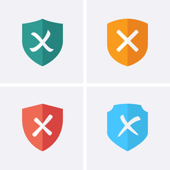 Reject or Shield Medal Icons.