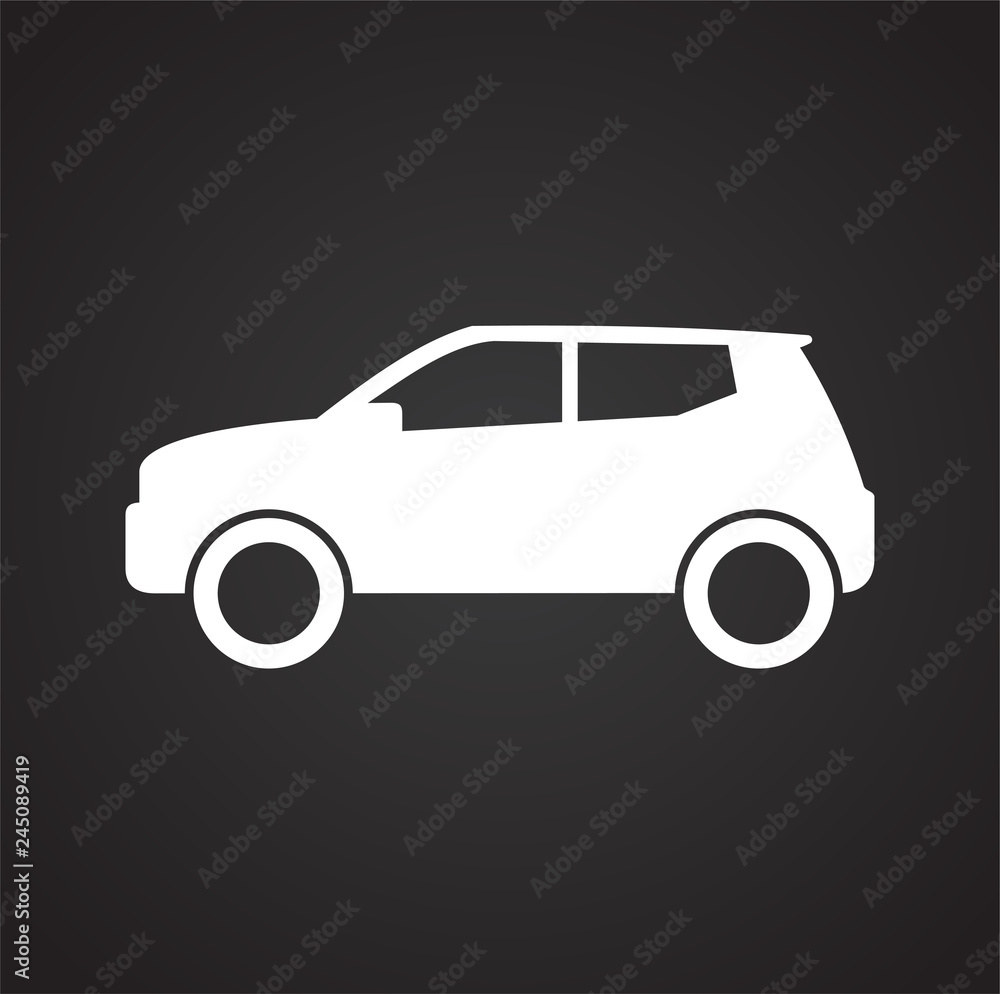 Poster automobile icon on black background for graphic and web design, modern simple vector sign. internet 