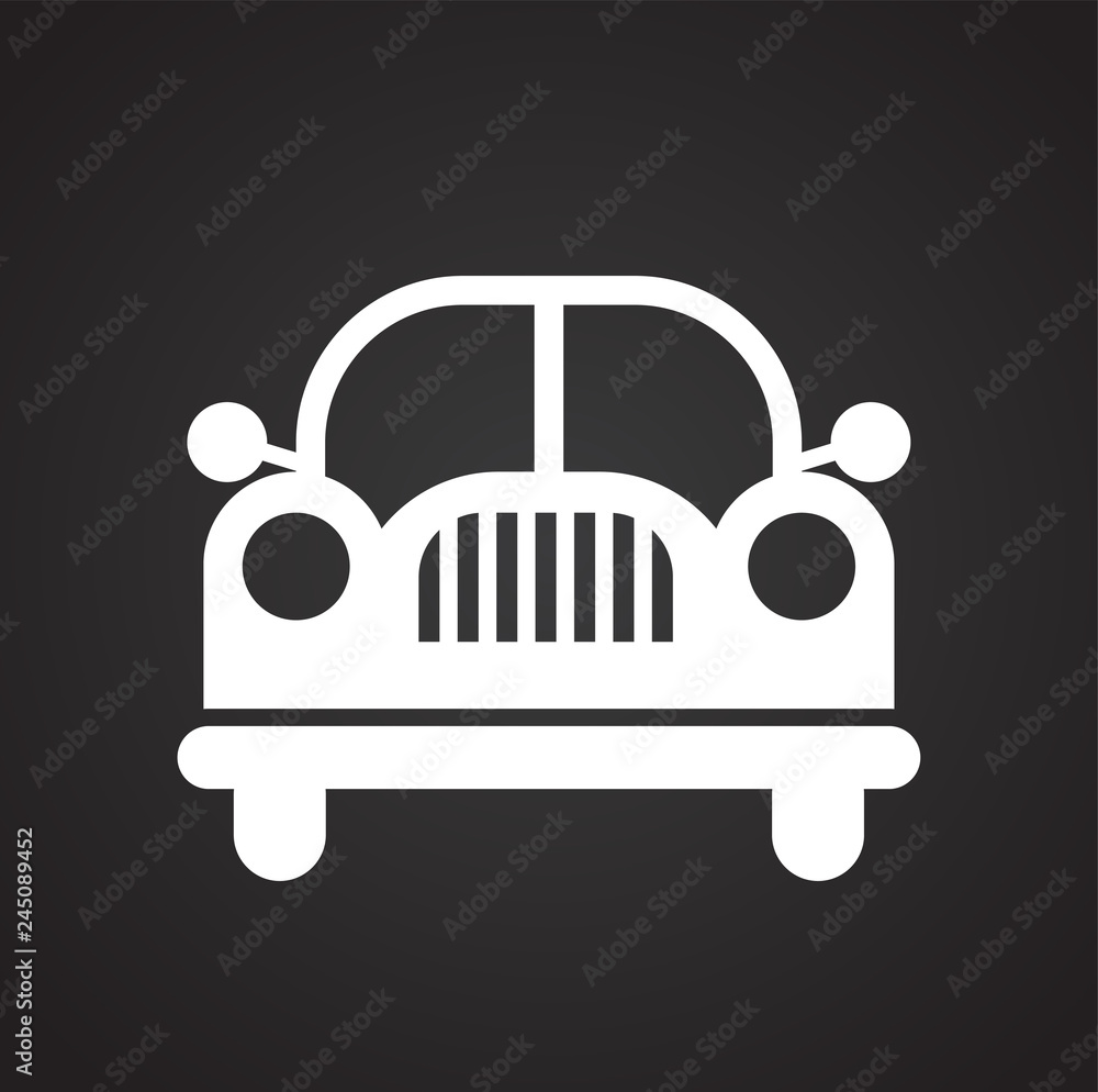 Poster automobile icon on black background for graphic and web design, modern simple vector sign. internet 