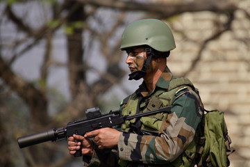 Calcutta, India - January 23, 2019: Indian army practice their parade during republic day. The...