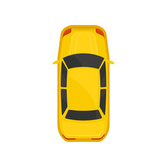 Yellow sedan car top view, city vehicle transport, automobile for transportation vector Illustration