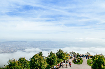 Zurich city and forest view from Uetliberg lookout tower at Mount Uetliberg view point