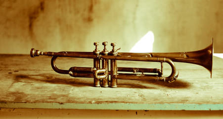 A beautiful jazz trumpet, very old