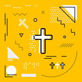 Modern background with Christianity Cross icons