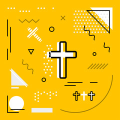 Modern background with Christianity Cross icons