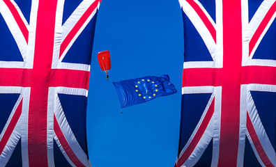 Fototapeta na wymiar Brexit concept with flags