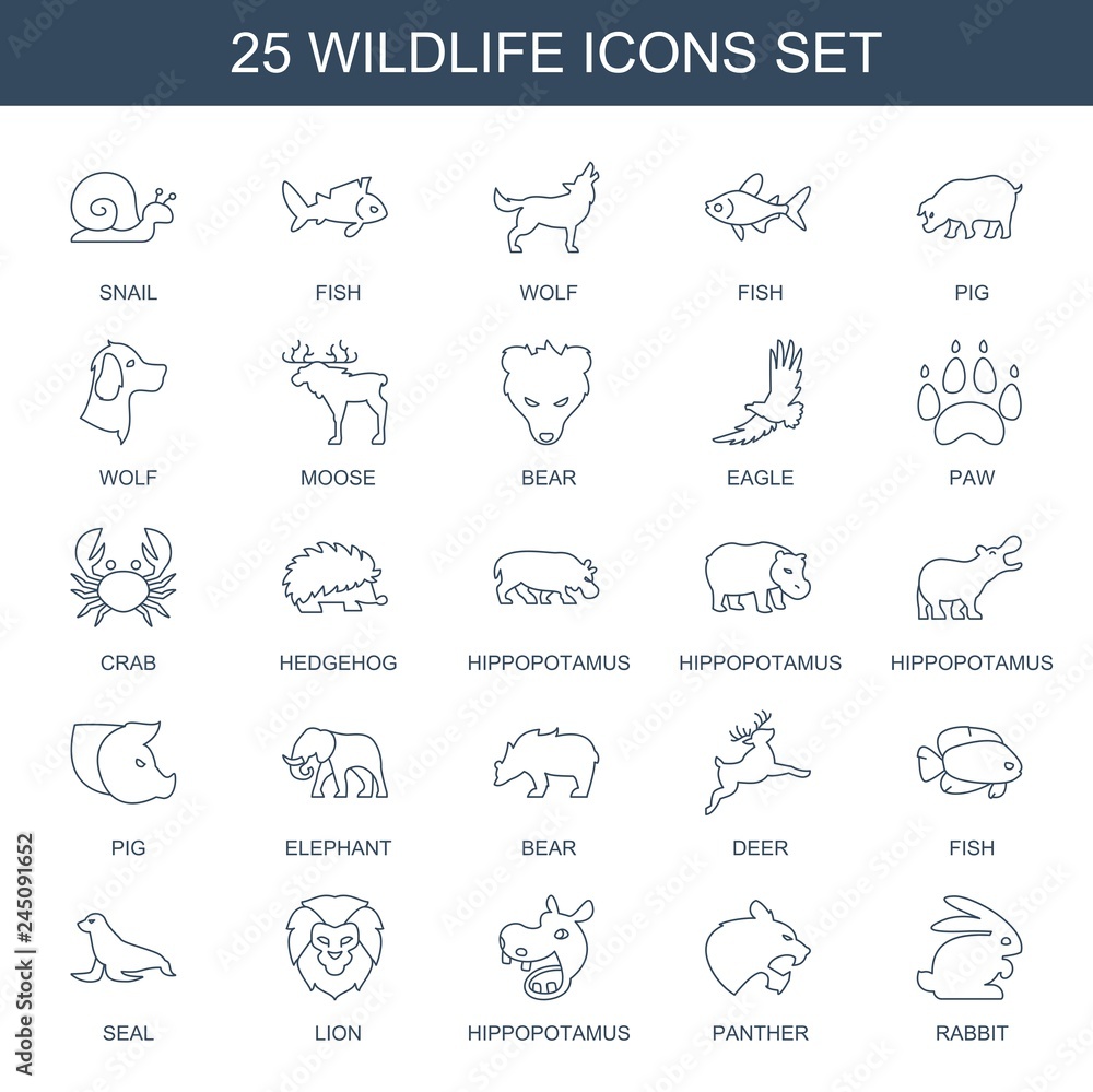 Wall mural wildlife icons