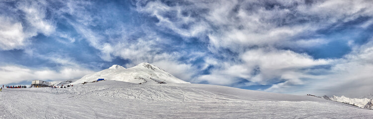 In the mountains. Winter landscape. Elbrus. Caucasus
