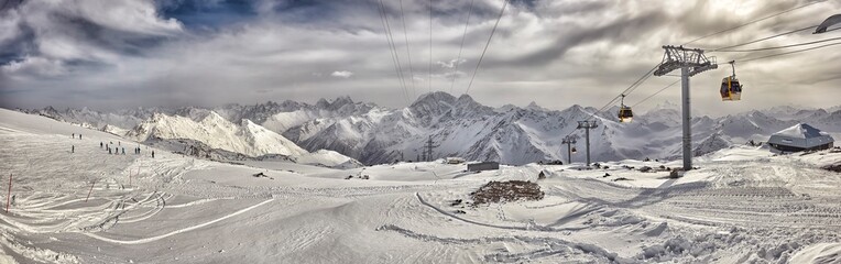 In the mountains. Winter landscape. Elbrus. Caucasus