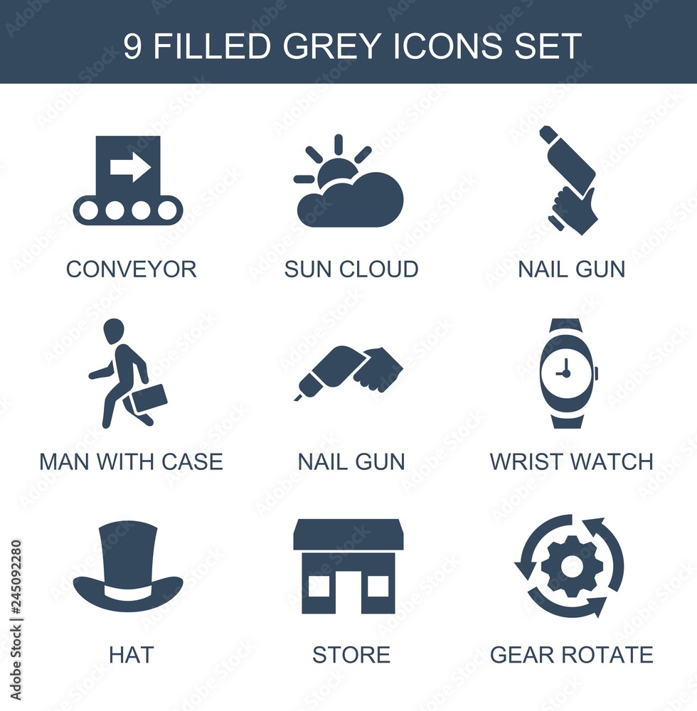 Wall mural 9 grey icons