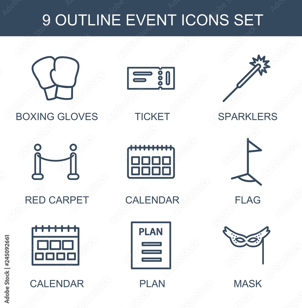 Wall mural 9 event icons