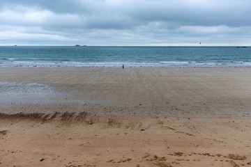 Grande plage or main beach of the famous resort town Saint Malo in Brittany, France