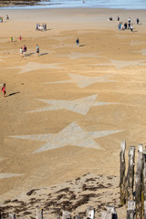Saint-Malo, France - September 15, 2018: The stars on the beach in Saint Malo. Brittany, France