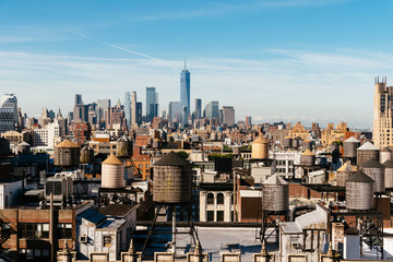 High angle view of the skyline of Manhattan