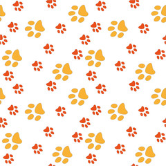 Vector seamless pattern with cat or dog,kitten or puppy footprints. Can be used for wallpaper,fabric, web page background, surface textures.