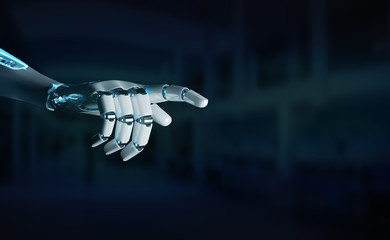 Intelligent robot machine pointing finger 3D rendering