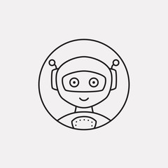 Robot face line logo. Vector symbol.