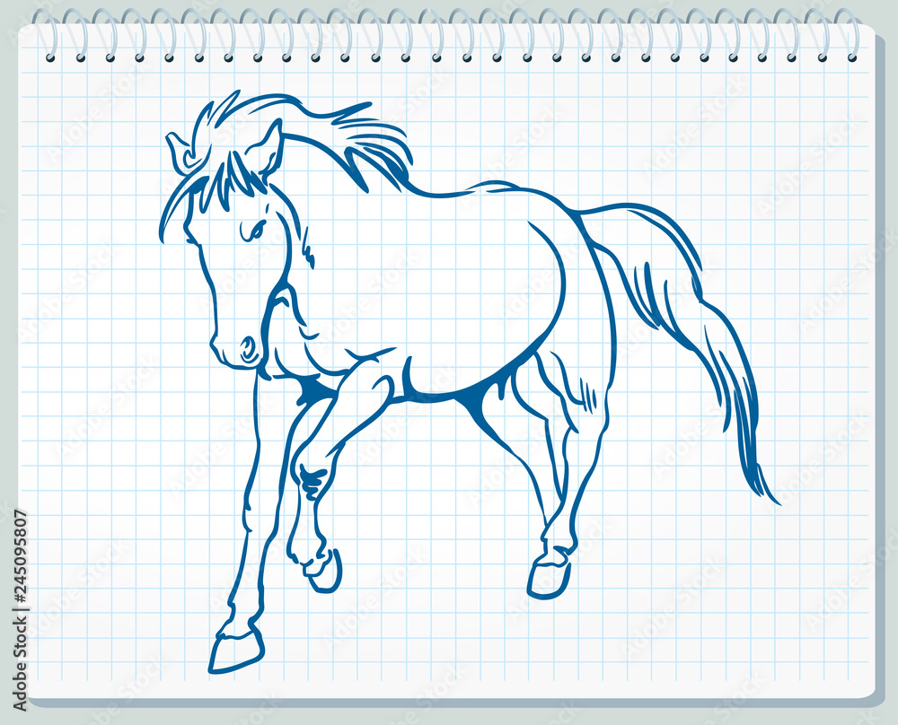 Wall mural Drawing a horse