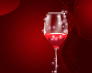 Festive red wine glass