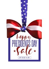 Presidents Day sale banner with bow and american flag colors. 