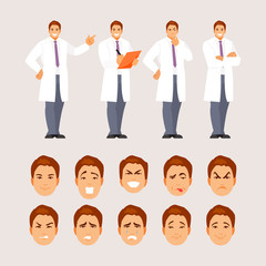 Doctor poses and emotions set