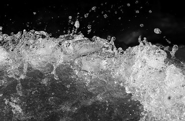 Splashes of water from the waves in the sea
