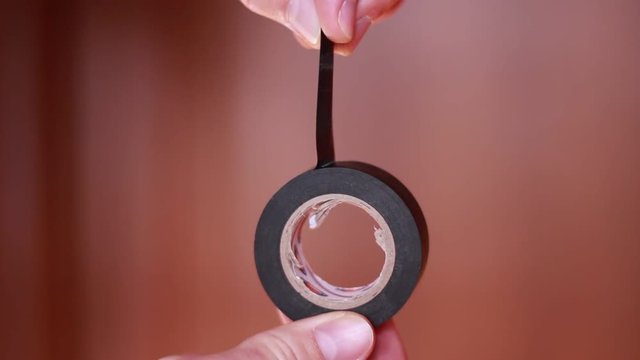 Black insulating tape closeup