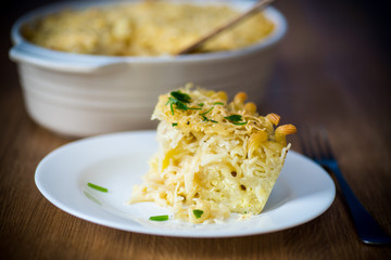 noodle and egg casserole on a plate